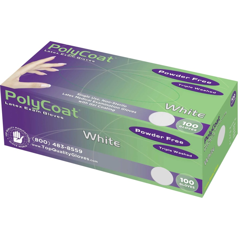 Latex Exam Gloves Powder Free X-Small White Box of 100 multiple configuration op