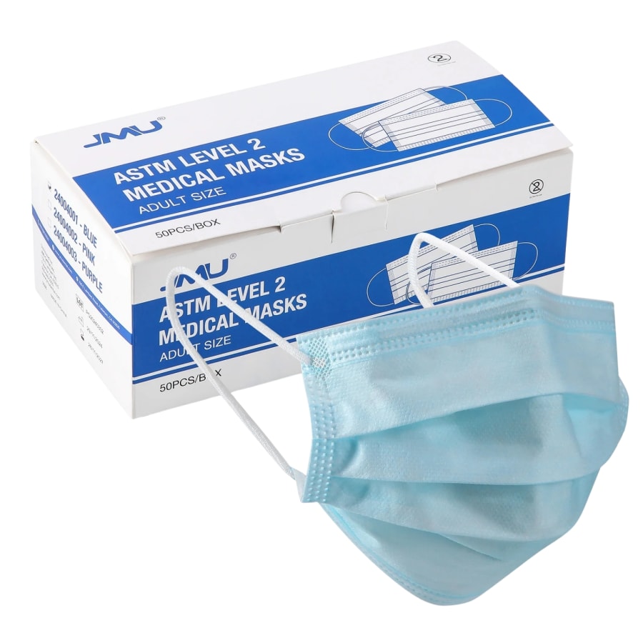 50/150/250 PCS ASTM Level 2 3-Ply Disposable Face Masks Earloop BFE PFE 98% Soft