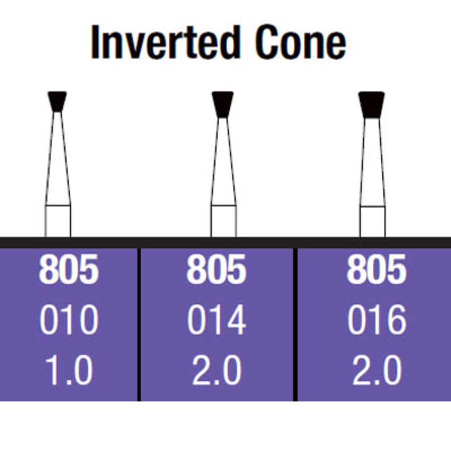 10Pk Dental Diamond FG Burs 805/806/813/830 High Speed Inverted Double Cone Pear