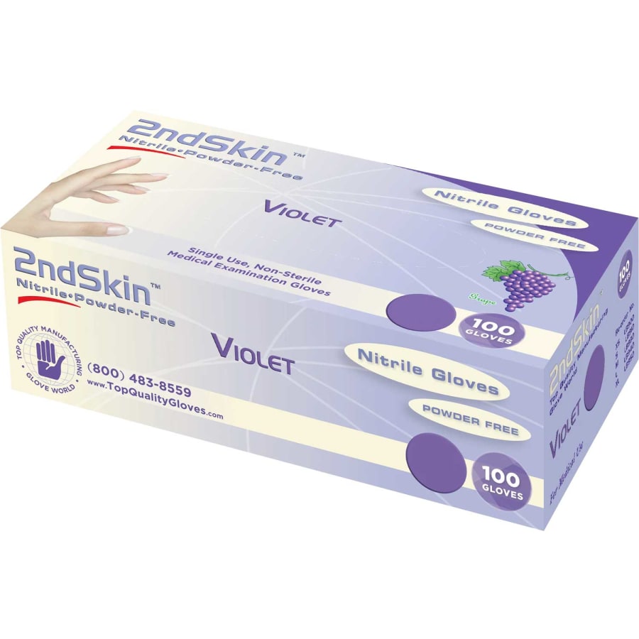 Nitrile Exam Gloves Powder Free X-Small Violet 100 Box examination use