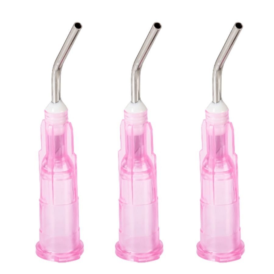 100/500/Pk Pink 18 Gauge Pre-Bent Luer Lock Dispensing Tips Applicator Refill
