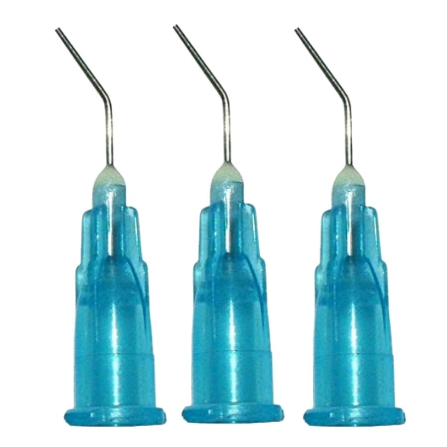 25/100/Pk Blue 25 Gauge Pre-Bent Applicator Dispensing Tips Dental Refill Flow