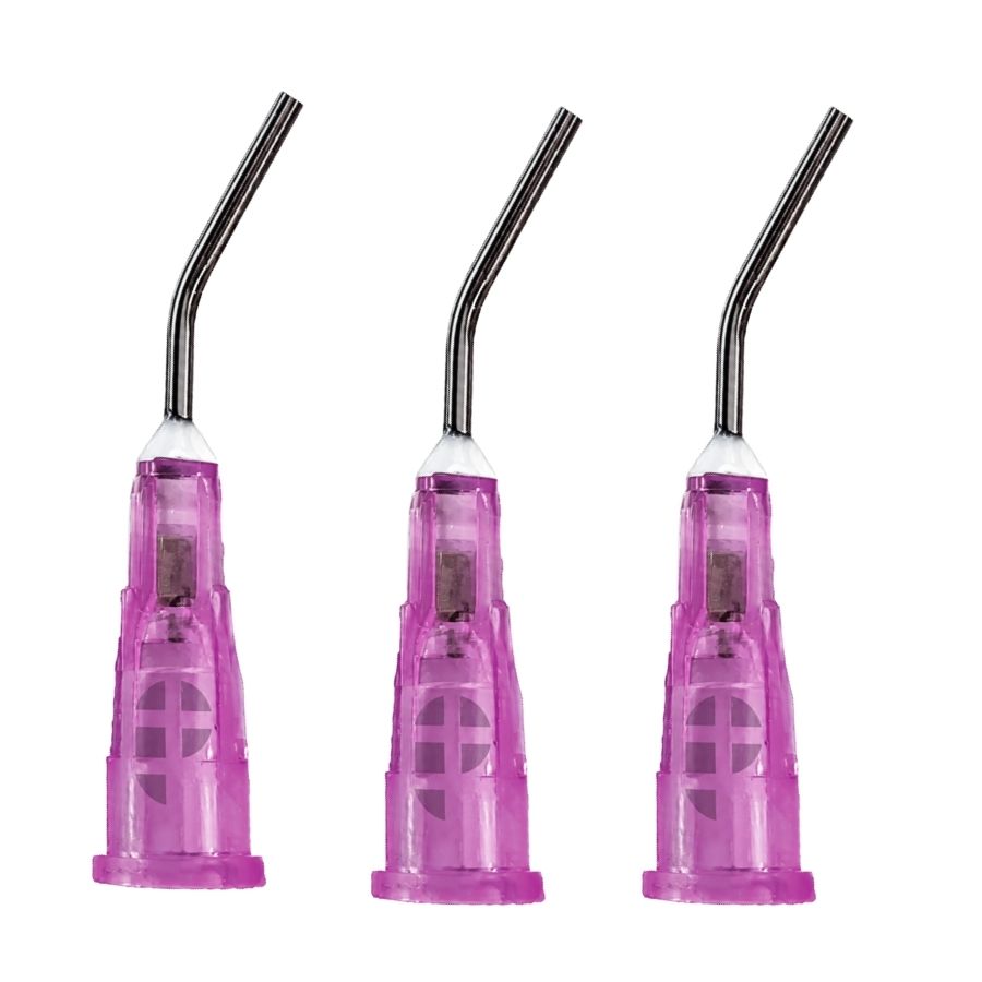 100/500/Pk Pre-Bent Applicator Tips 18ga Pink Disposable Flowable Dispensing