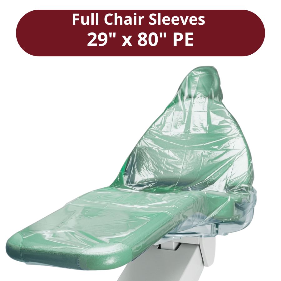 Full Chair Sleeves Dental PE Plastic 48″ x 56″ Up to 150/Box Clear Disposable