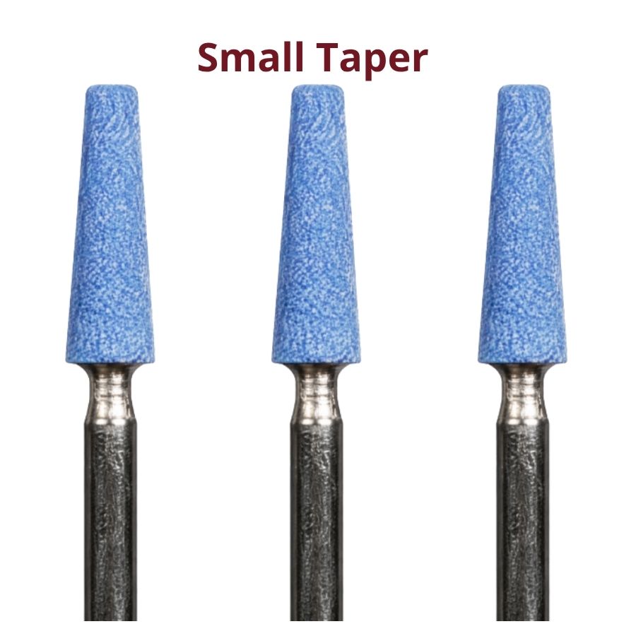 72/100/Pk Aluminum Oxide Mounted Points Blue Pink White Tapered Barrel Wheel