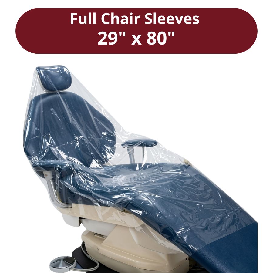 Dental Chair Sleeves Full/Half Up to 225/Box 125/Roll Barriers Clear Plastic