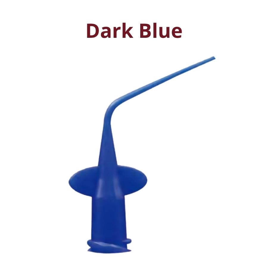 50/Pk G.25 Applicator Tips Universal Luer Lock Fitting Dark Blue Transparent