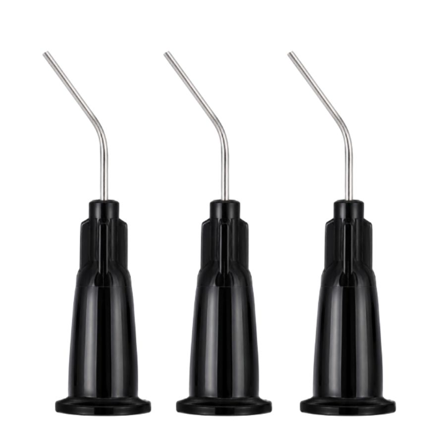 100/300/500/Pk Black 27 Gauge Pre-Bent Luer Lock Dispensing Tips Applicators