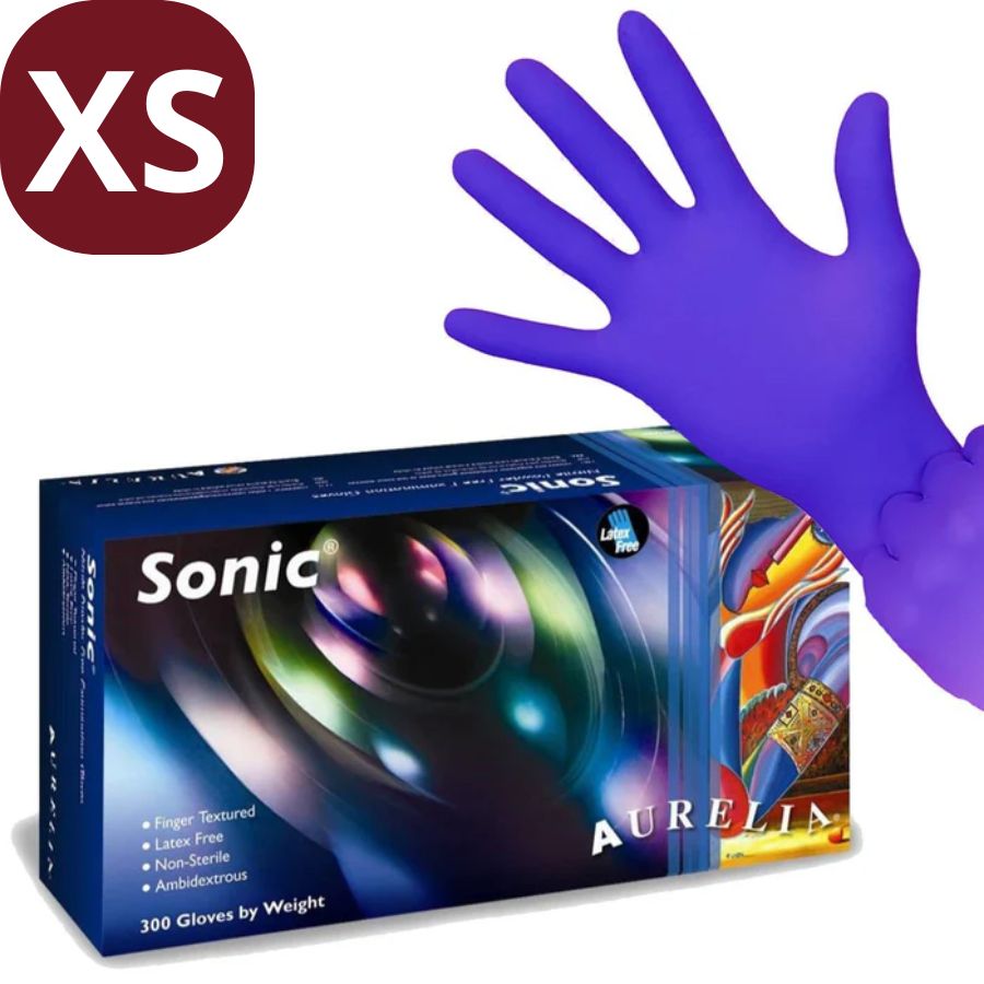 Up to 300 Blue Exam Nitrile Gloves XS/S/M/L/XL 2.2mm Beaded Cuff Textured