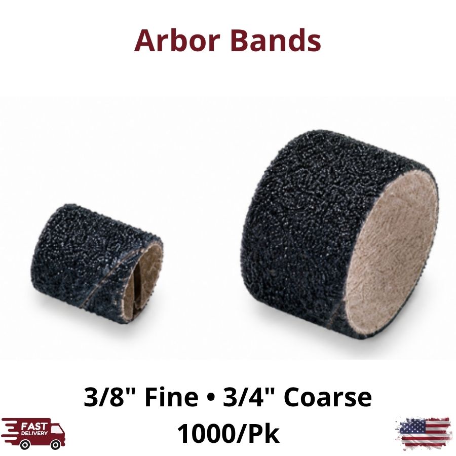 1000/Pk Silicon Carbide Arbor Bands 3/8″ 3/4″ Fine Coarse Trimming Finishing