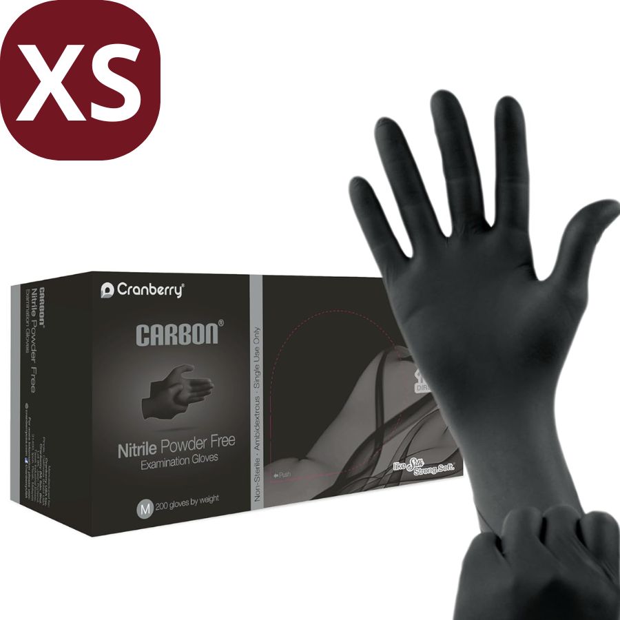 200 Black Nitrile Exam Gloves XS/S/M/L/XL Finger Textured Latex-Free Powder-Free
