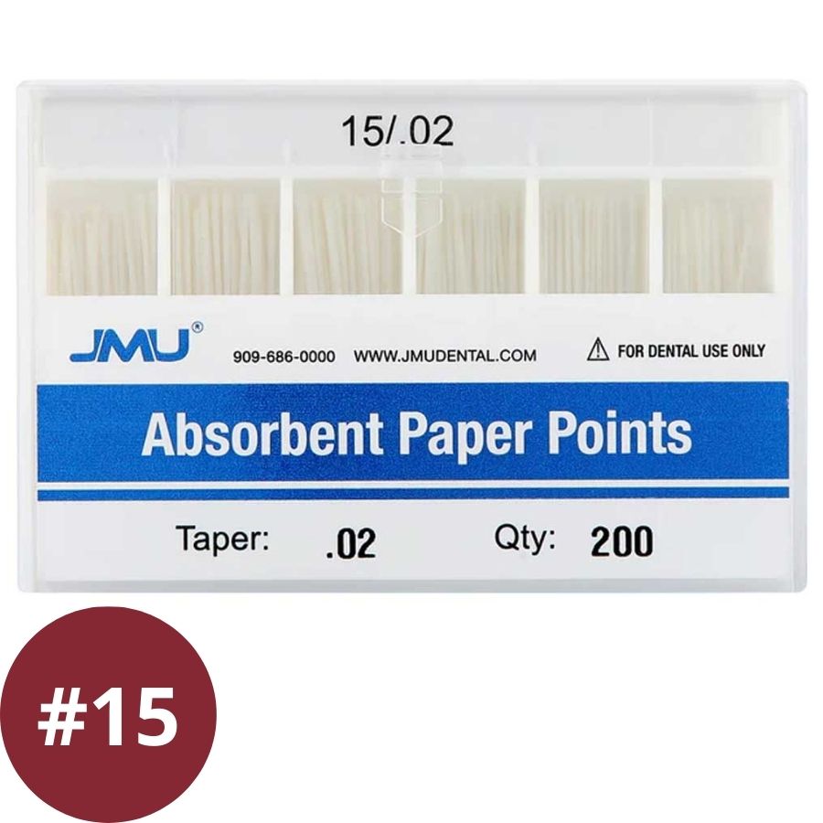 JMU 200Pcs Absorbent Paper Points Taper .02 Sizes #15-40 Endo Root Canal Dental