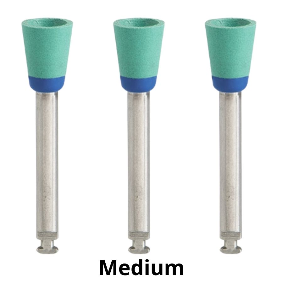 3/Pk RA Cup Shaped Zirconia Alumina Polisher Medium Fine Grit Latch-Type Style