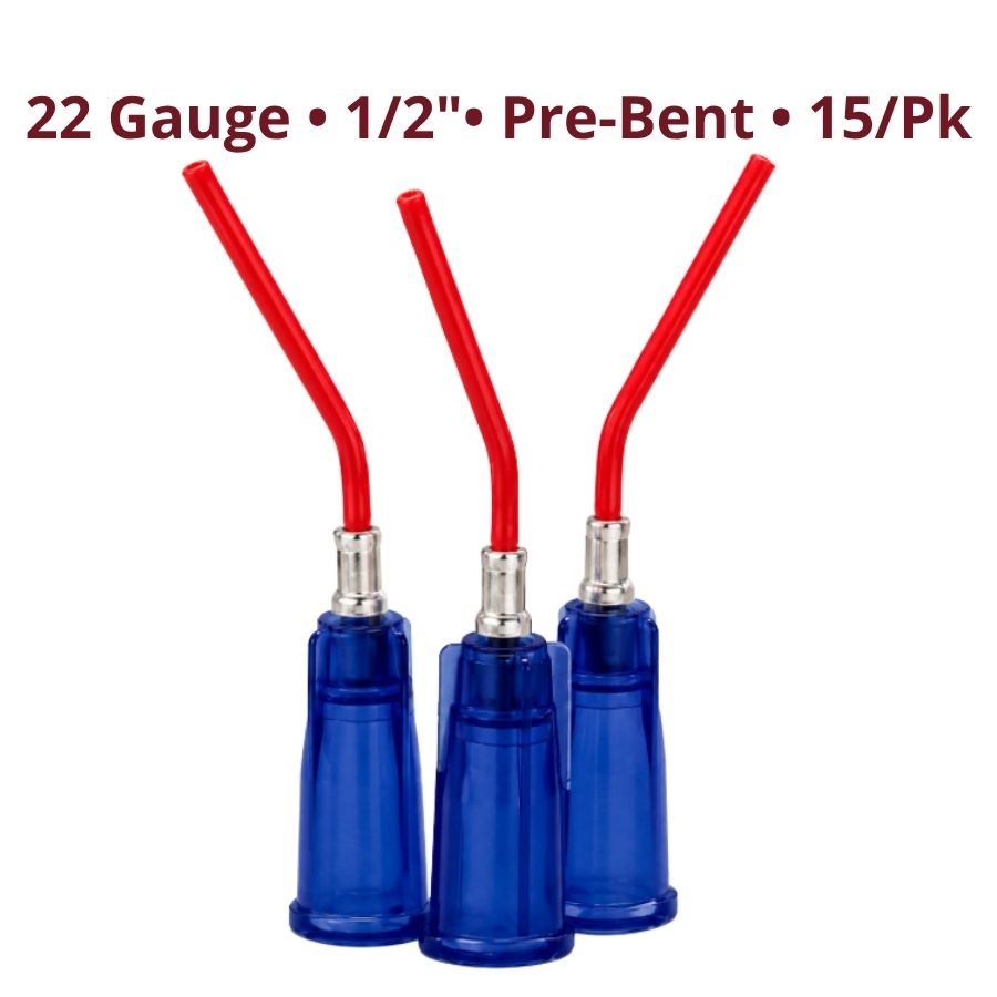 15/75/ Pk Pre-Bent Applicator Tips 22 ga x 1/2 Dropper Luer Lock Dispensing