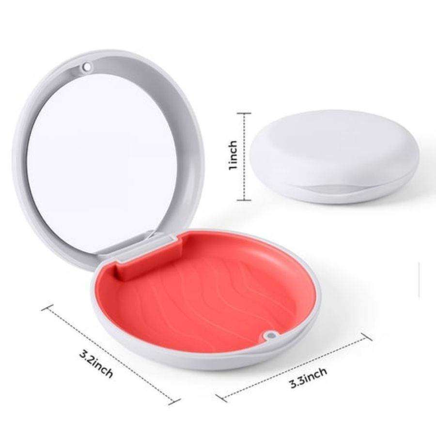 Dental Retainer Case w/ Mirror Secure Lock Lightweight Composite Storage Box