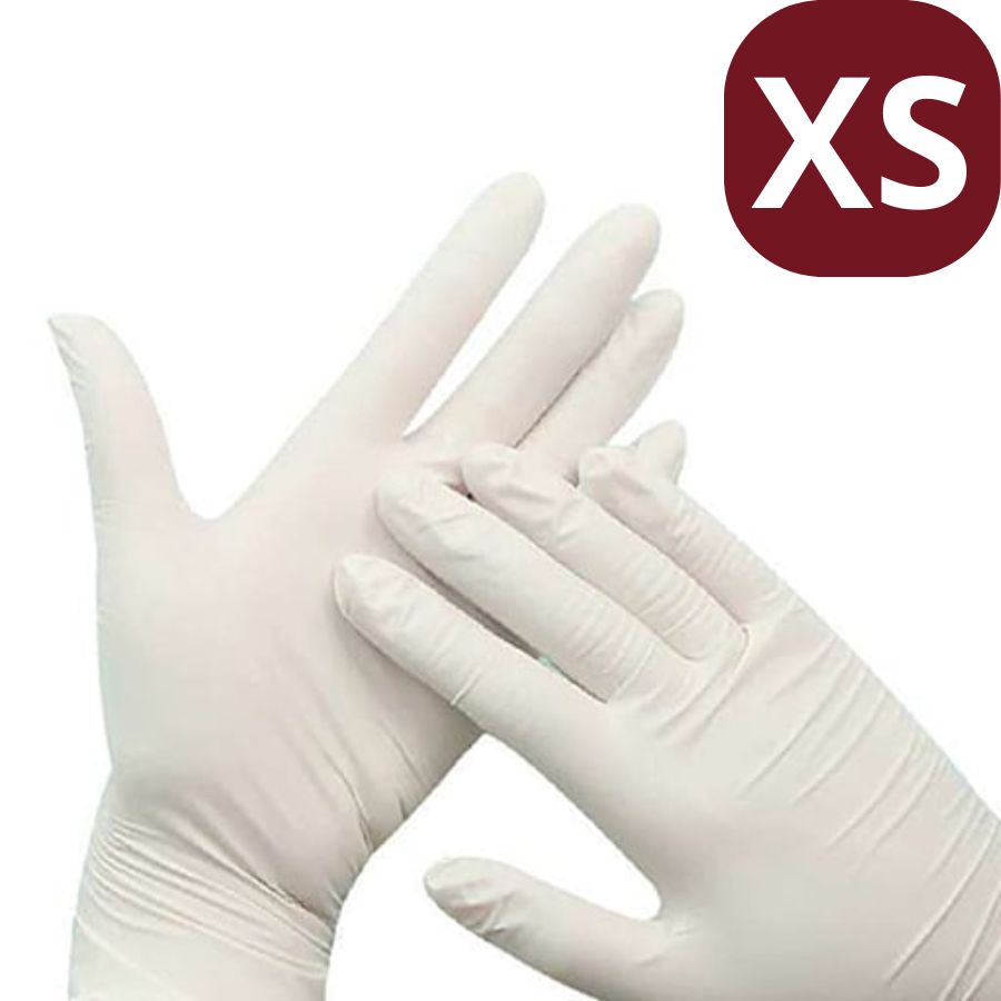 Up to 1000 White Latex Gloves XS/S/M/L/XL Polymer Coated Powder-Free Non-Sterile