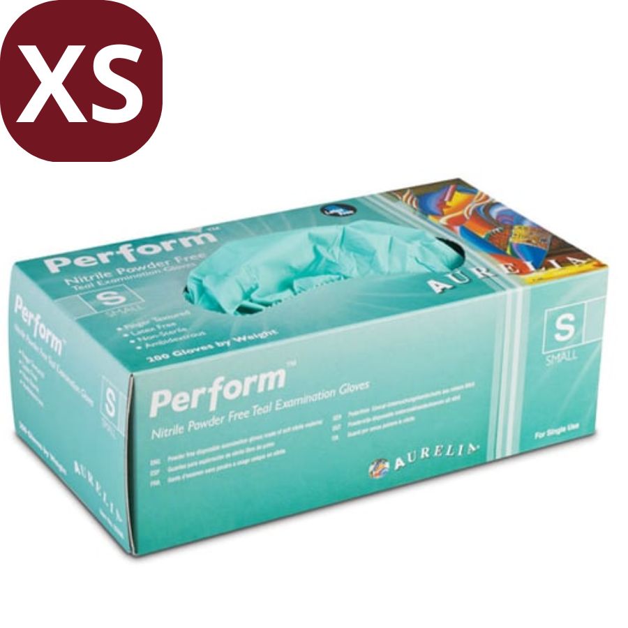 200 Teal Nitrile Exam Gloves XS/S/M/L/XL 2.5 Mil Textured Fingertips Beaded Cuff