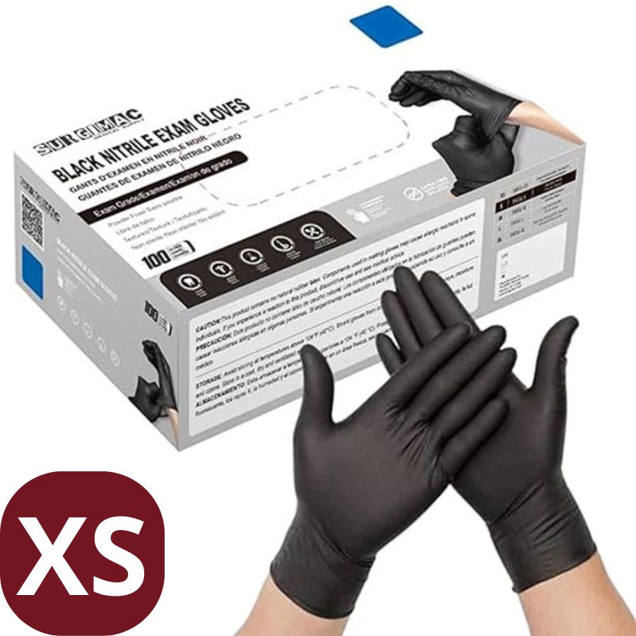 Up to 1000 Black Nitrile Exam Gloves XS/S/M/L/XL Chemo Tested Medical Latex-Free