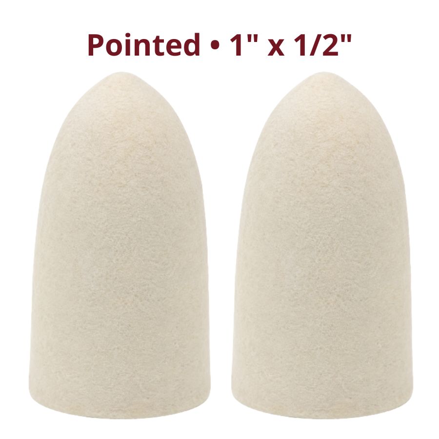 12/Pk Felt Cones Pointed Blunt 1/2″ 3/4″ 1″ Diameter Medium Hard Wool Polishing