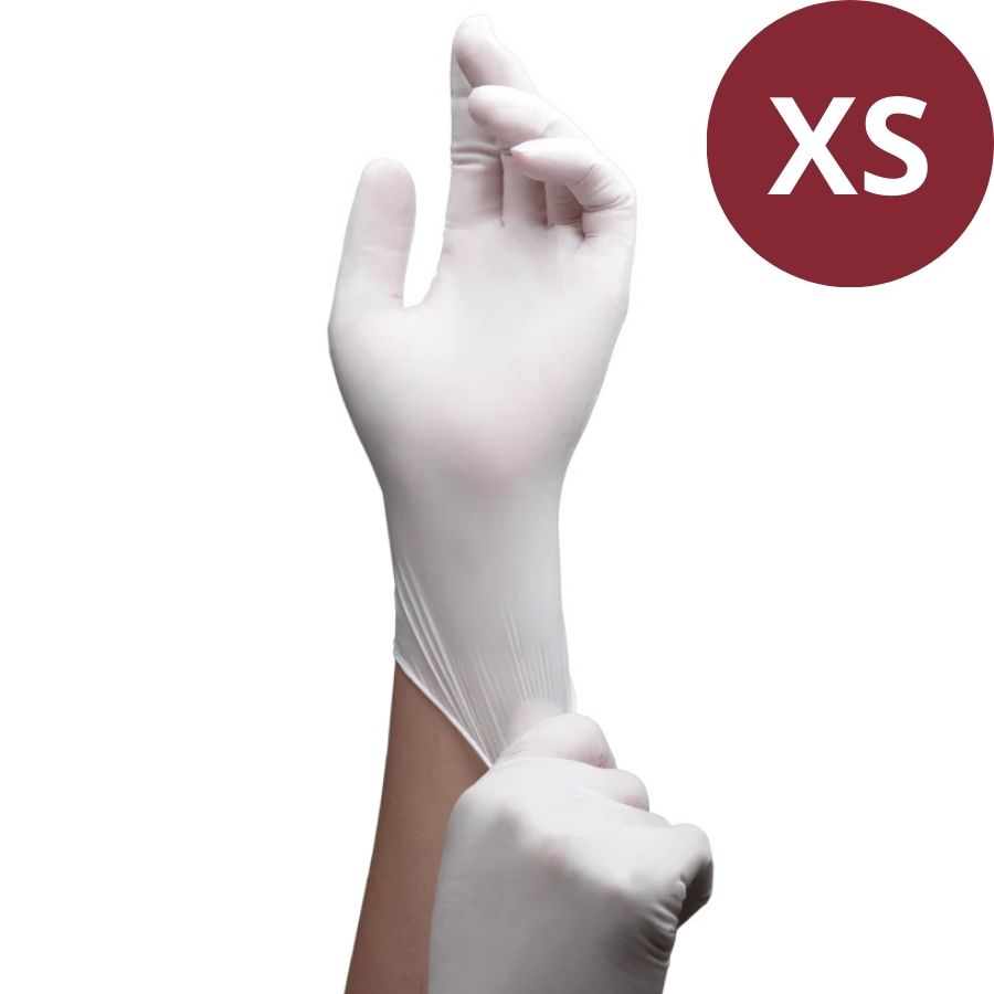 100 PCs White Latex Exam Gloves XS/S/M/L/XL Powder-Free Non-Sterile Disposable