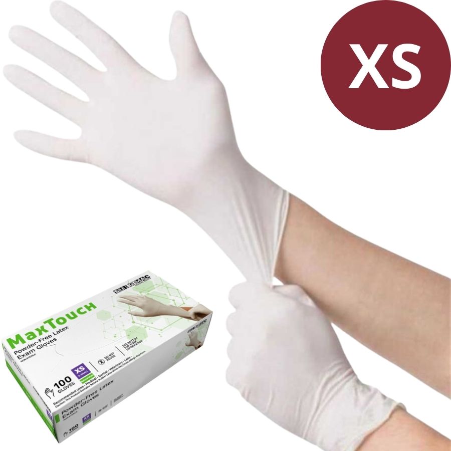 100 PCs White Latex Exam Gloves XS/S/M/L/XL Powder-Free Non-Sterile Disposable