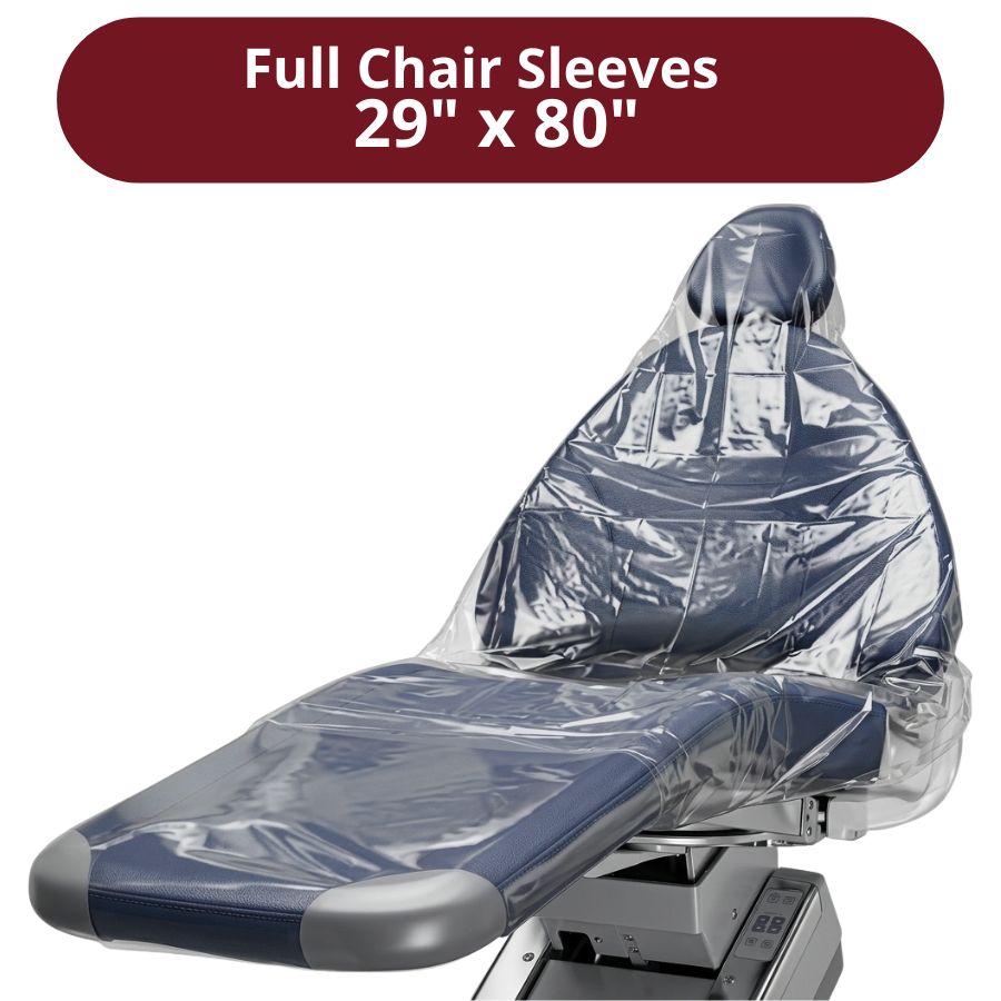 Dental Chair Covers Full/Half 2-Sided Clear Plastic Slip/Grip 125/225 Bx Sizes
