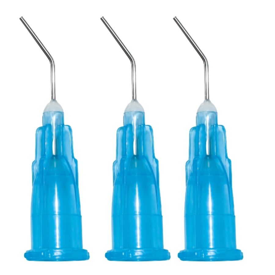 100/300/Pk Pre-Bent Applicator Tips 25ga Blue Etchant Dispensing Gauge Refill