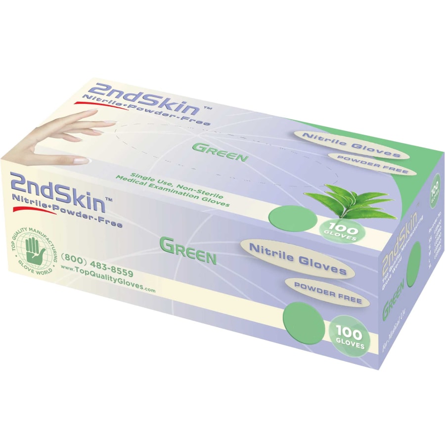 Nitrile Exam Gloves Powder Free XS Green Boxed 100 Count multiple configurations