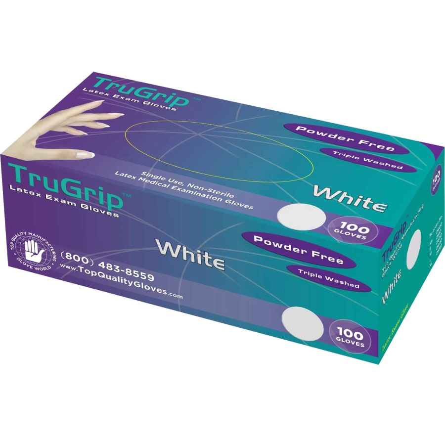 Latex Powder Free Gloves X-Small White 100/Box multiple configuration options