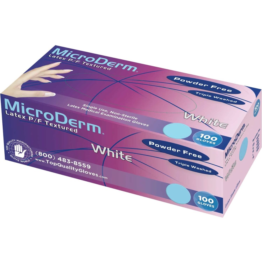 Natural Latex Exam Gloves Powder Free Various Sizes White Multiple Configuration